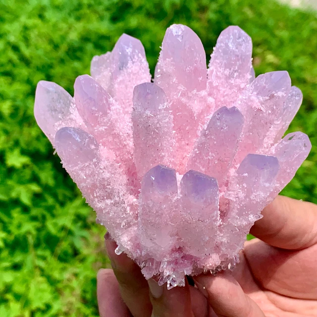 445G New find pink Phantom Quartz Crystal Cluster Mineral Specimen Healin