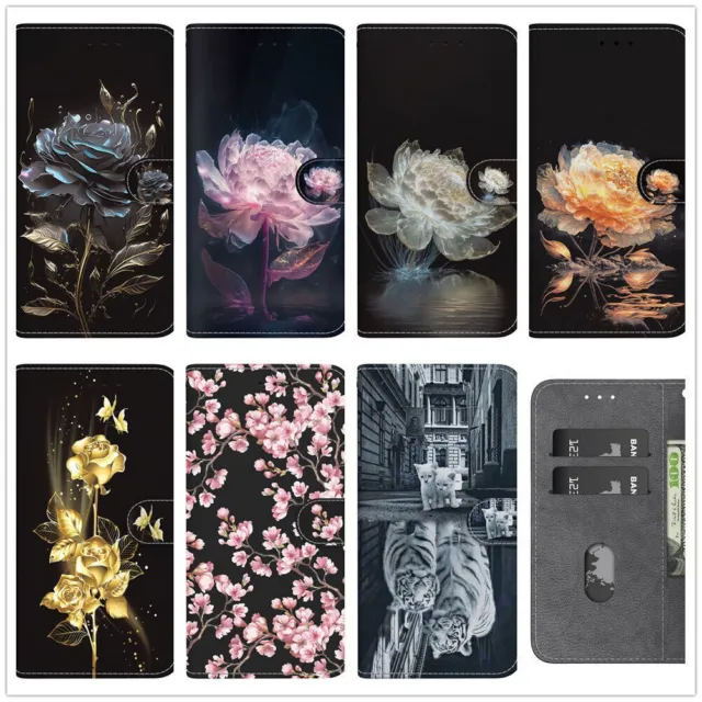 Bling Flower Wallet Phone Case For Huawei P40 P50 Y6 Y9 Nova Honor 70 80 X7 X8