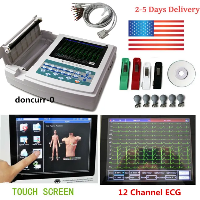 Logiciel de synchronisation CE&FDA ECG1200G numérique 12 canaux/plomb ECG + PC, électrocardiographe