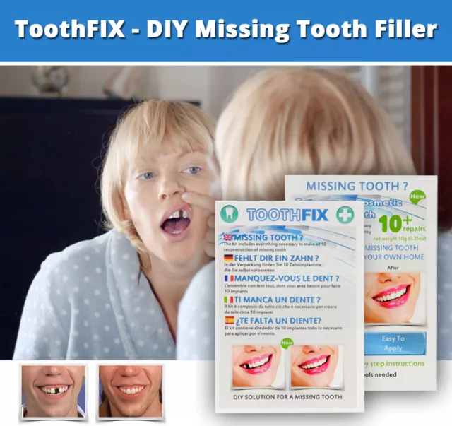 ToothFIX - DIY TEMPORARY MISSING TOOTH REPAIR COSMETIC GAP FILLER FALSE TEETH