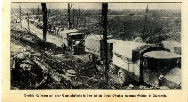 Deutsche Kolonnen auf dem Schlachtfeld an der Westfront von 1918