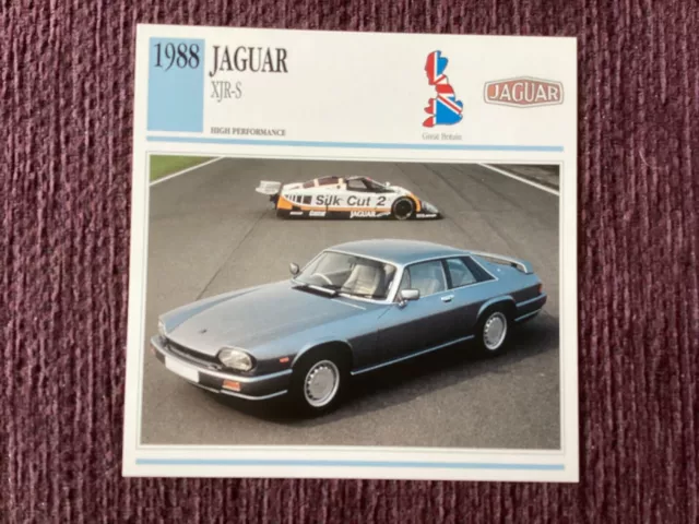 Jaguar XJR-S, 1988,  High Performance Class Car, G.B.,Collectors Card