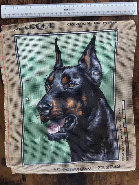 Doberman 72.2243 Dog Tapestry By Margot De Paris, Pre Printed Canvas