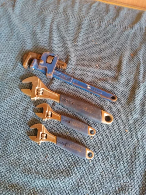 4 × Draper Adjustable Spanners/Wrenches/Stilsons Set