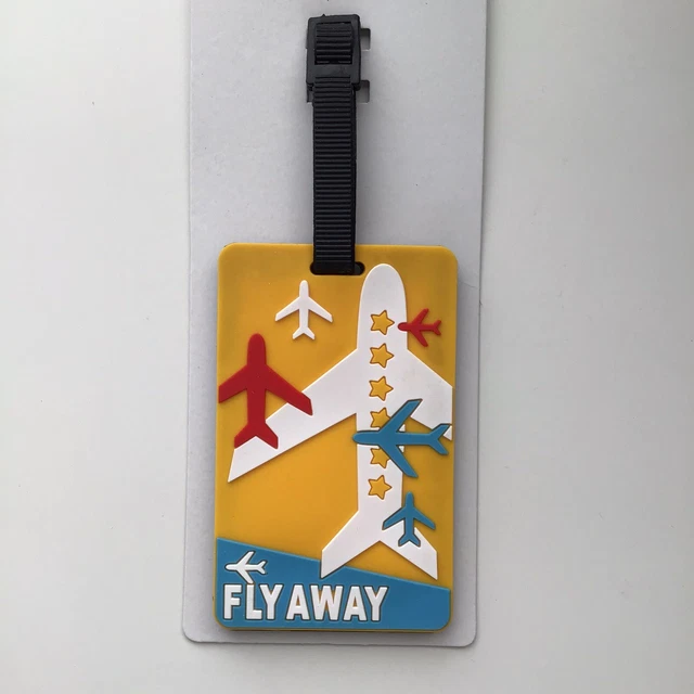 LAST 1! NEW Luggage Tag Fly Away 2.5” x 4” Yellow Golf Bag Suitcase Travel ID
