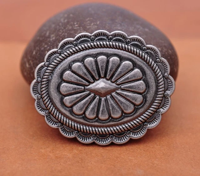 Metall Legierung Blumen Kunst Schnitzen Schraube Zurück Rund Antik Silber für