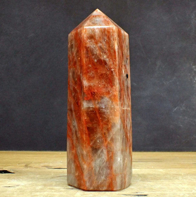Natürlicher Roter Feuerquarz mit Turmalin Obelisk - 1791,35g - 210 x 77 x 65mm