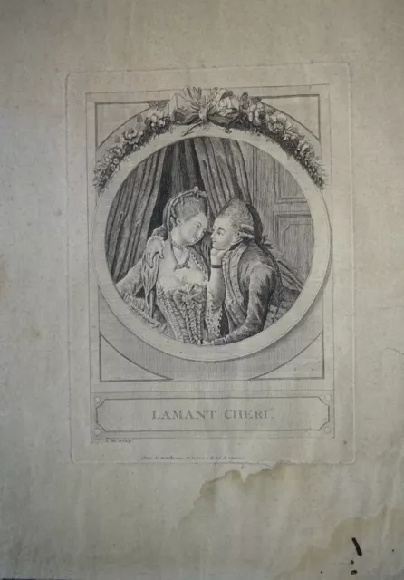 Grande Gravure Xviii° Carrcature Curiosa Amour Femme Homme Mode Marie Antoinette