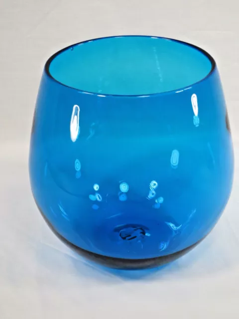 Grand bol à fruits moderne des années 1960 MCM superbe bol à fruits en verre bleu aquatique 2