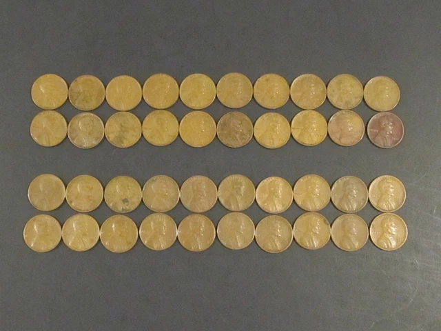 1941 " P "  &  1951 " S "  Lincoln Wheat Cent / Penny Lot Of 40 Coins