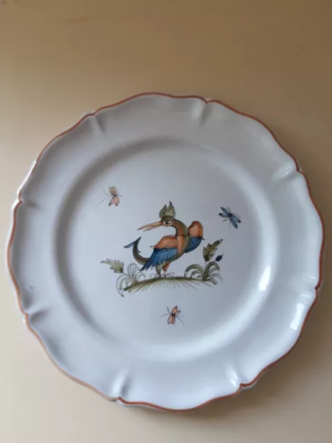 Assiette décorative en céramique ou faïence Feret à Moustiers décor coq