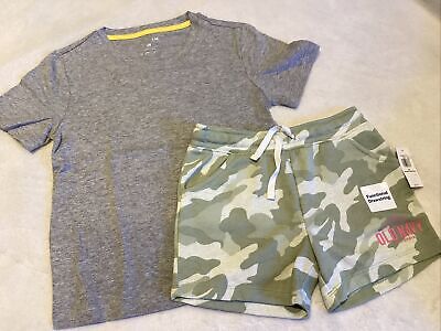 girls size 5T camoflauge shorts & gray tshirt NWT summer outfit