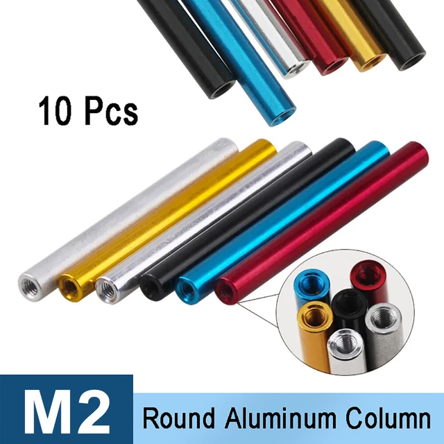 M2 Round Aluminum Column Through-Hole Cylindrical Nut Connector Outer Dia 3.5mm