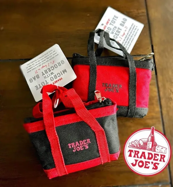 TRADER JOES MICRO TOTE WITH GROCERY BAG! 2 pack! Total 4 Piece! Trader ...