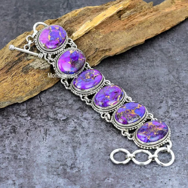 Purple Copper Turquoise Gemstone Silver Handmade Fashion Jewelry Bracelet