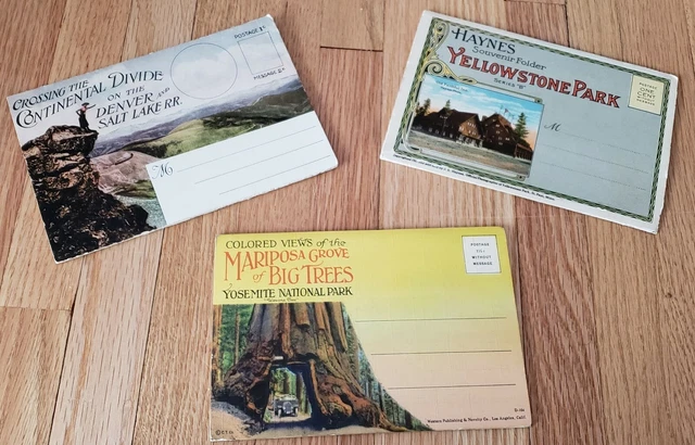 3 Very Old Post Card Souvenir Folio Folders Parks