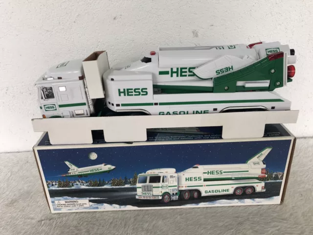 Hess Gasoline Toy Truck & Operating Space Shuttle & Satellite Lights Mint 1999