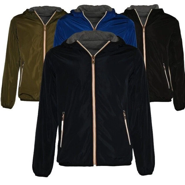 Giubbino Uomo Giubbotto Invernale Felpa Cappuccio Double Face Impermeabile Slim
