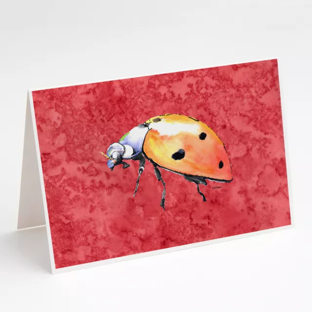 Lady Bug on Red Greeting Cards and Envelopes Pack of 8 8868GCA7P