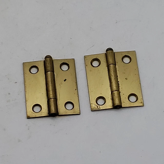 Brass Hinges - Vintage Matching Pair Set, Four-Hole Mounting by National Man Co.
