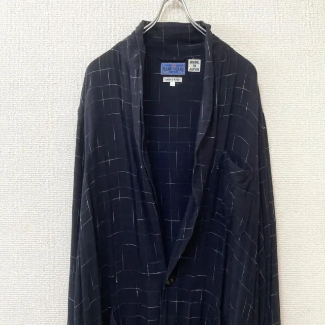 Blue Blue Japan Pure Indigo Long Shirt Coat Button Closure with Pocket Free Size