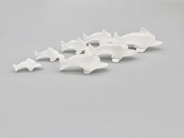 Hand Carved Stone Dolphin Figurines Family Pod 7 Piece