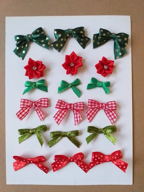 18 kleine handgebundene Weihnachtsschleifen Handwerkskarten Geschenkdekor machen