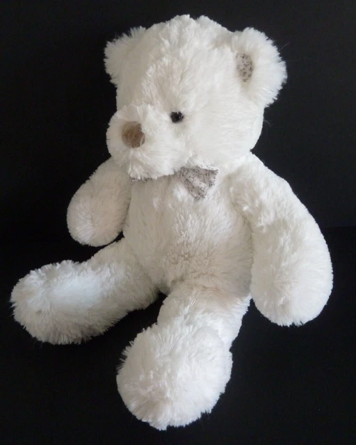 F9. Doudou peluche ATMOSPHERA FOR KIDS OURS blanc noeud papillon 43cm ETAT NEUF*