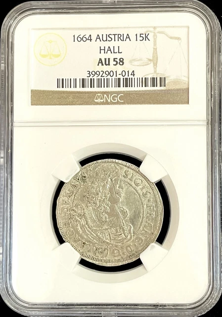 1664 Hall Austria Silver 15 Kreuzer Sigismund Franz Coin Ngc About Unc 58