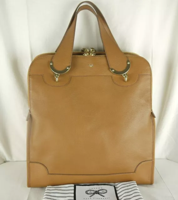 Anya Hindmarch Seymour große hellbraune Capra Leder Greiftasche Arbeitstasche Neu UVP 1195