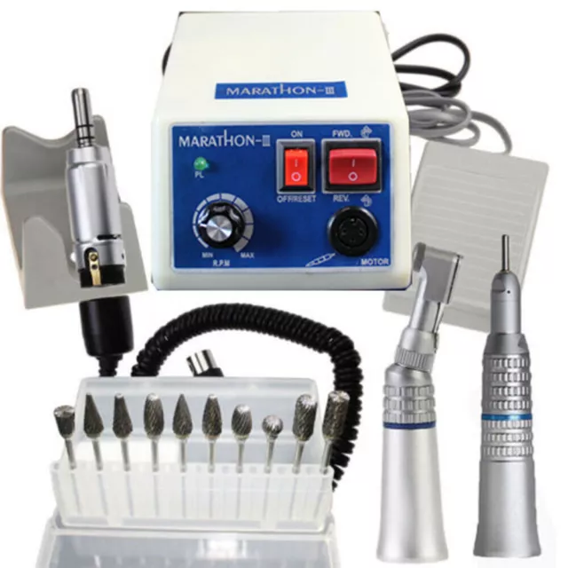 Dental Lab Marathon Micromotor N3 Straight/Contra Angle Handpiece 10Burs 35K RPM