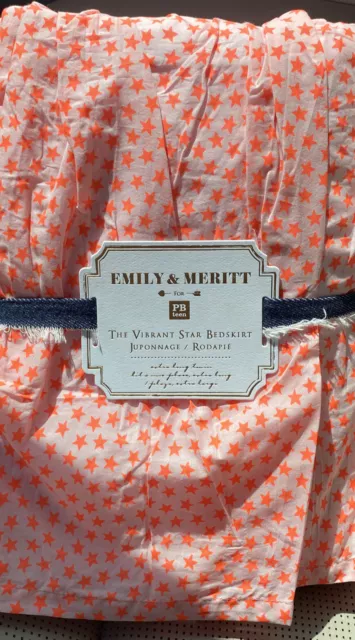 Falda de cama estrella vibrante extra larga doble nueva con etiquetas Pottery Barn adolescente Emily Meritt