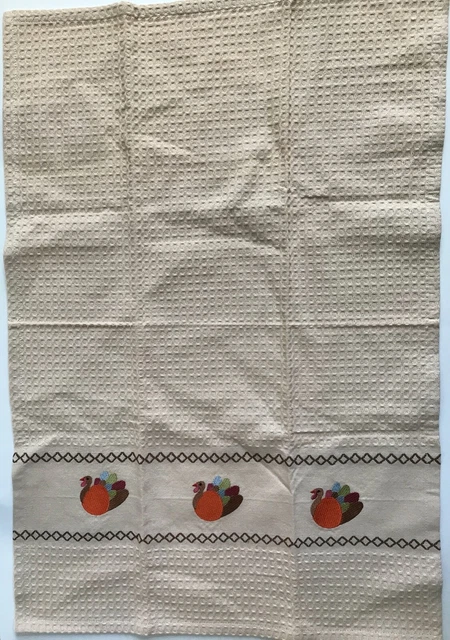 Tag/Tag2U/TagLtd.- Waffle Weave TURKEY Embroidered Dishtowel-NWOT-NEW