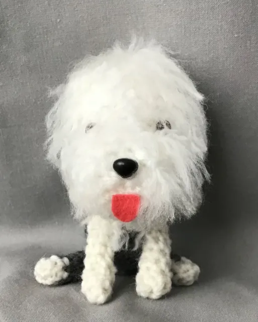 OLD ENGLISH SHEEPDOG miniature HANDMADE SITTING CROCHET DOG