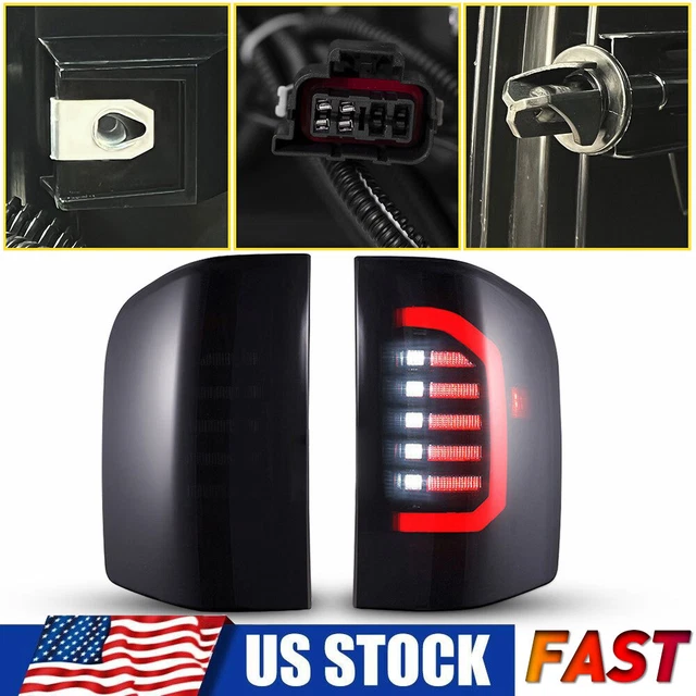 2pc For 07-14 GMC Sierra 3500 Dually LED Tail Brake Light Assembly Red+White EPG