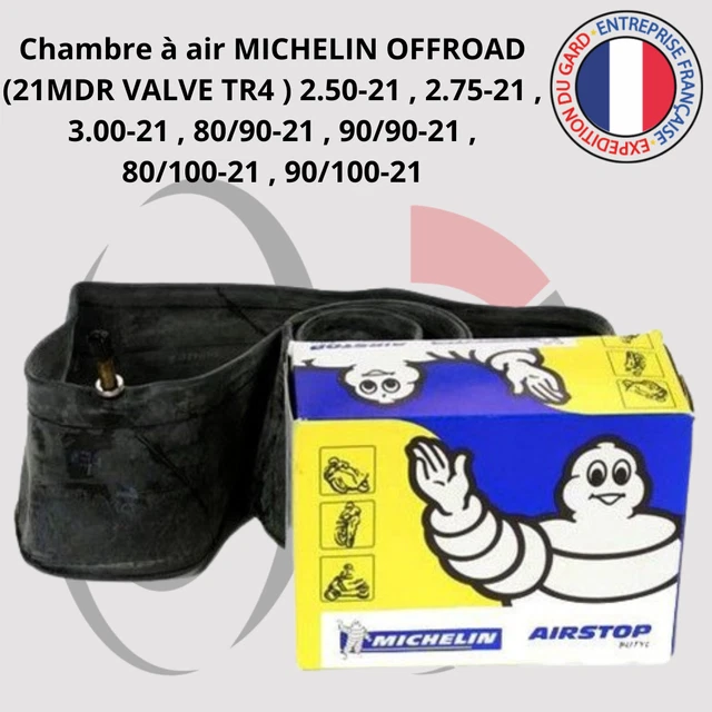 Chambre à air renforcée 19MFR - Valve TR4 Michelin moto : , chambre à air de moto