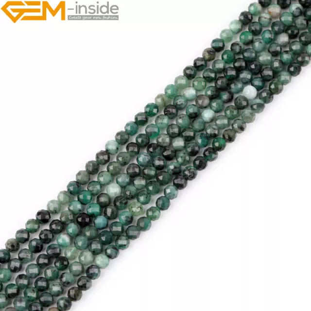 AAA Natural Agate Amazonite Stones Faceted Round Beads For Jewelry Making 15"