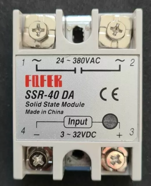 Solid State Relay Module SSR-40DA 40A, 3-32V DC to 24-380V AC.