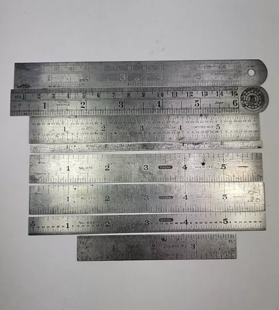 Vintage Machinist 6" 4" Rulers Starrett 302 330 600 Lufkin Advertising General