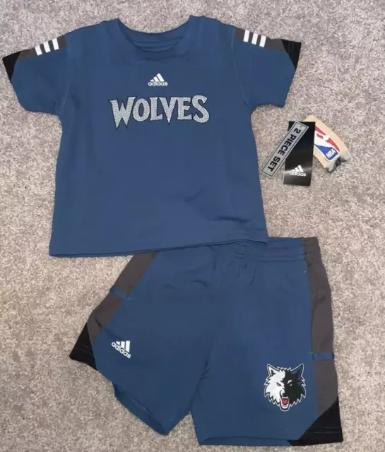 Adidas NBA Toddler Boys Timberwolves 2 pc Blue Shorts Set T Shirt Size 2T