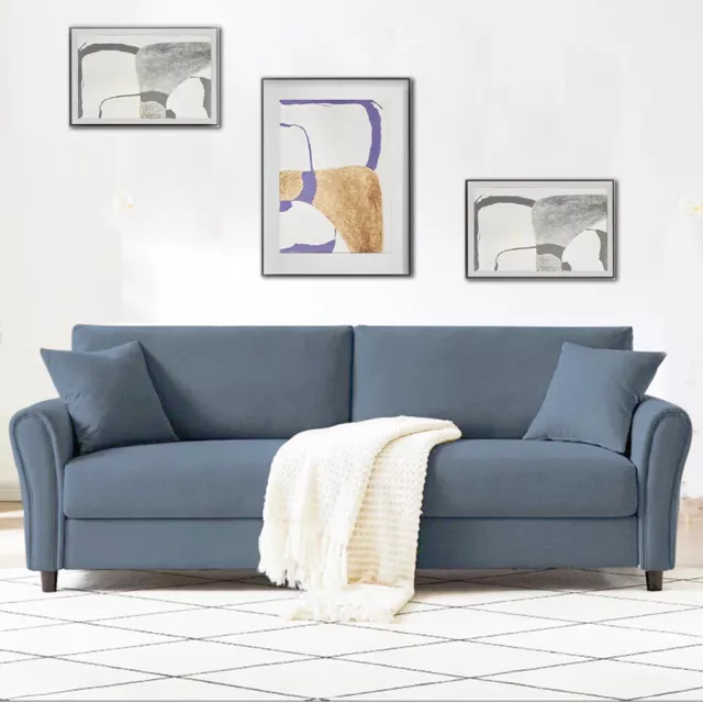 Divano 3 Posti con Rivestimento in Tessuto Blu Premium Sofa Relax 212x75x87 cm 3