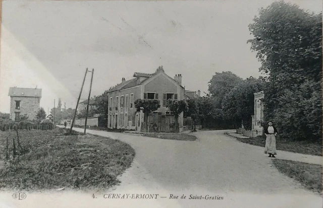 1917 CPA animée postcard CERNAY ERMONT EAUBONNE rue de Saint-Gratien