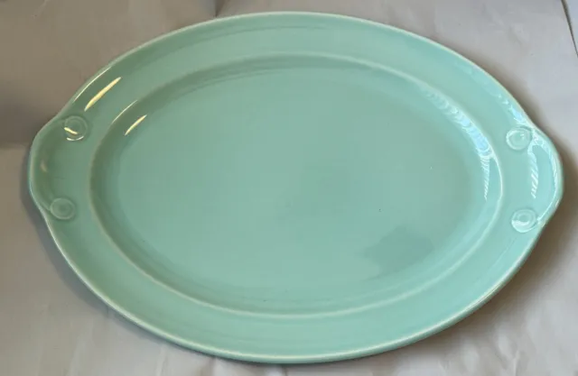 Vintage Taylor Smith Lu-Ray Pastels Green Oval Ceramic Serving Platter 12.5"