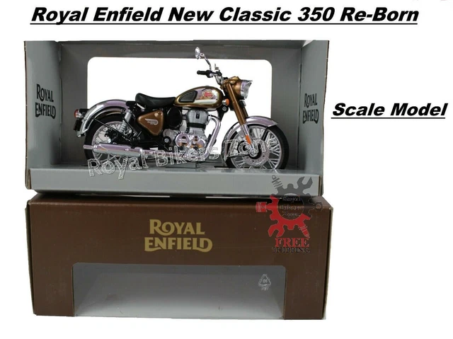 ROYAL ENFIELD NEW CLASSIC 350 Re-Born CHROME BRONZE SCALE MODEL £52.30 ...