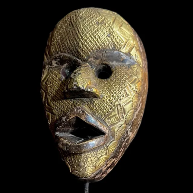 Vintage Hand Carved Wooden Tribal African Art Face Mask Dan Tribe antique-9699