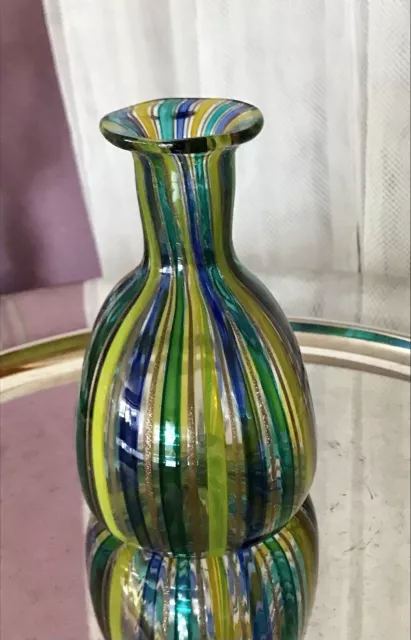 Vintage Livio Campanella Vase Glasvase Streifen Edel Glaskunst Abriss Murano 3