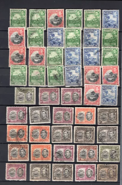 49pc GRENADA STAMPS LOT BRITISH COMMONWEALTH KGVI USED  ID#260