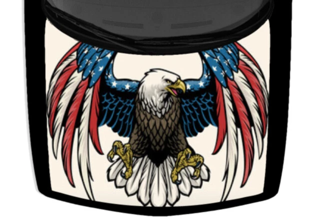 Patriotic Bald Eagle Truck Hood Wrap Vinyl Car Graphic Decal United States Flag