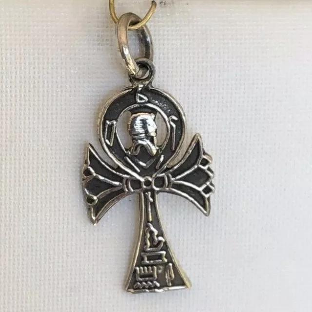 Hand made SOLID SILVER ANKH King tut Fancy pendant Egyptian Cross Charm Pendant