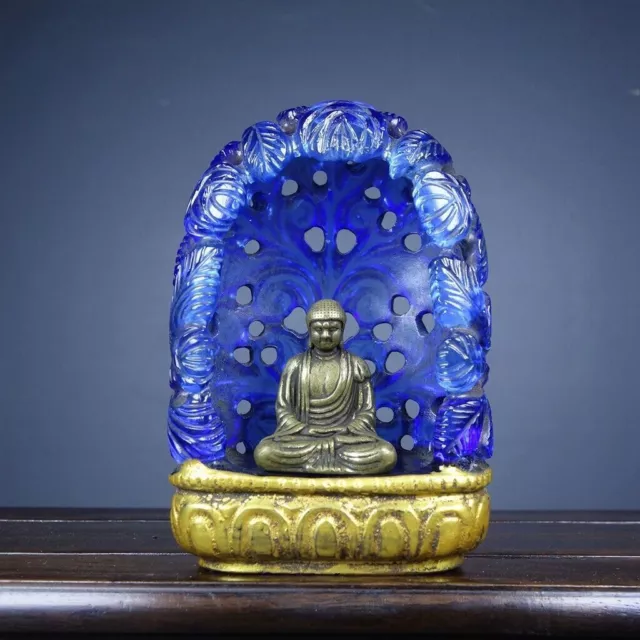 Chinese Old Beijing Glaze Handmade Exquisite Buddha Statue 10949